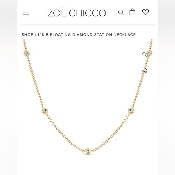 Zoe Chicco Jewelry - Zoe Chicco 14K Gold Five Diamond Station Necklace** 2.0mm diamonds .15ctw